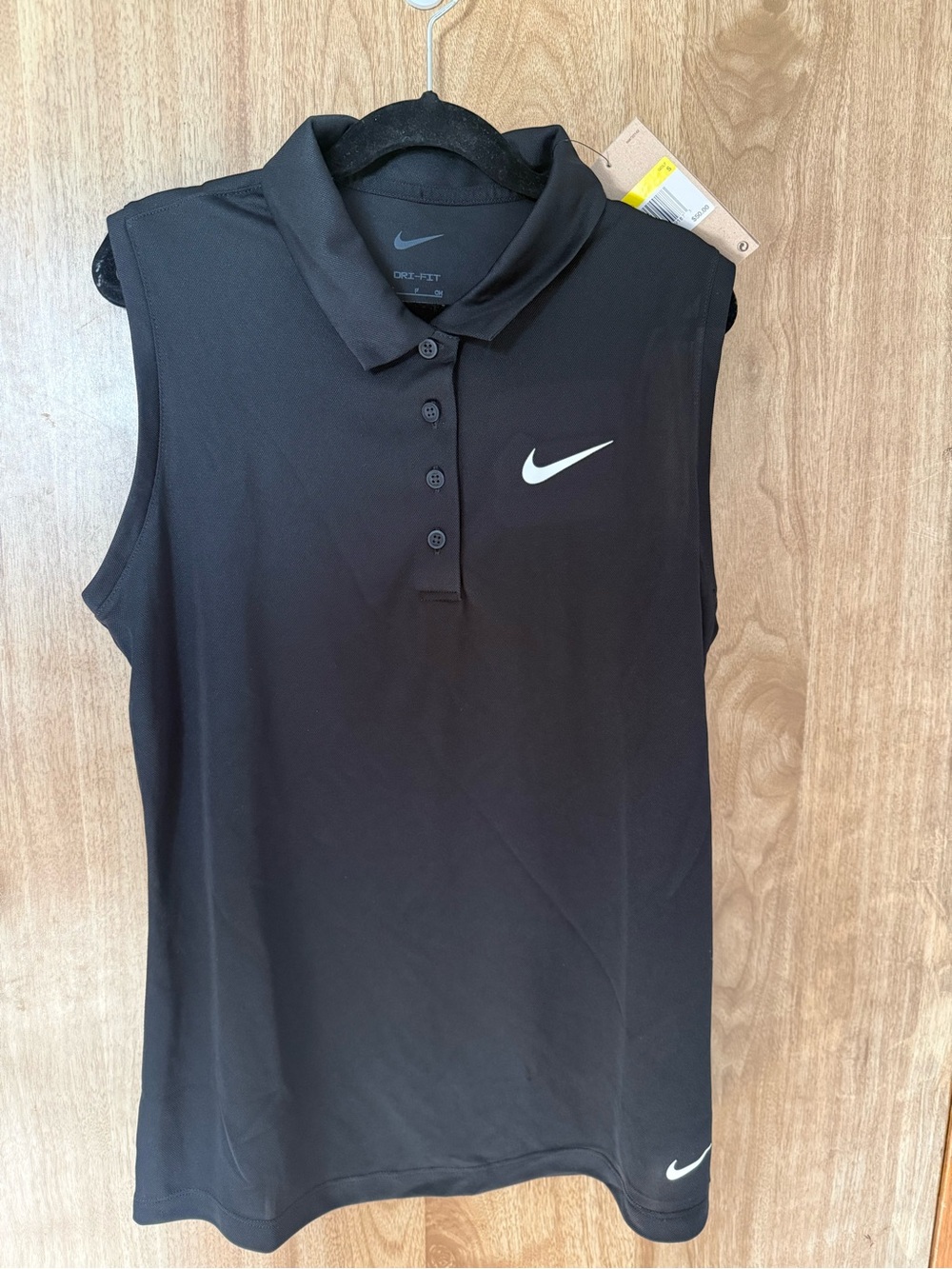 Nike Black Sleeveless Dri-FIT Polo Tank with White Swoosh